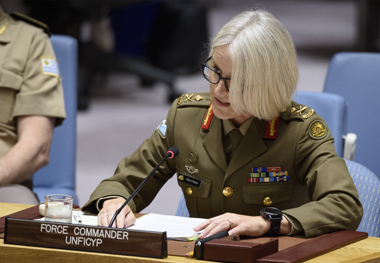 Major General Cheryl Pearce, Force Commander of the UNFICYP, addresses the Security Council.
