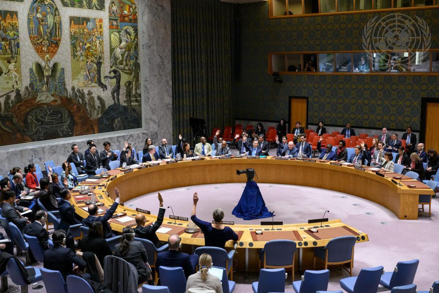 Security Council members votes on the provisional agenda of the meeting on Non-proliferation/Democratic People’s Republic of Korea. The agenda was adopted unanimously.